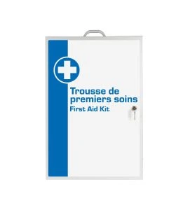 Cabinet de premiers soins mural en métal avec porte pleine et serrure à 2 clés