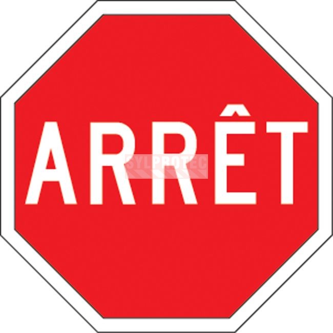 Enseigne de signalisation routière ARRÊT, 1 coté, 24 po X 24 po. Enseigne de signalisation routière ARRÊT, 1 coté, 24 po X 24 po.