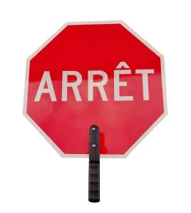 Panneau du brigadier et signaleur à double face ARRÊT / LENTEMENT, 18 po