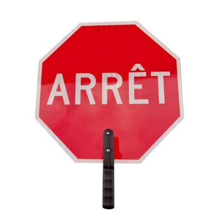 Panneau du brigadier et signaleur à double face ARRÊT / LENTEMENT, 18 po
