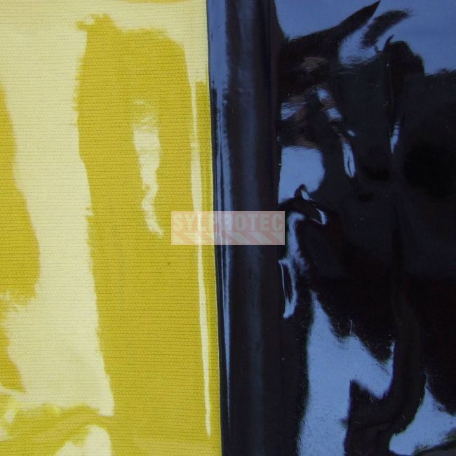 Shade 8 flame-resistant PVC, 14 mils thick, for welding area. Sold by square foot.