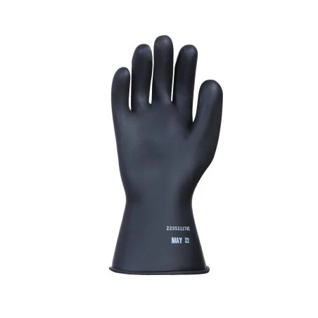 Class 0 insulating rubber glove, 11", black, 1000V AC.