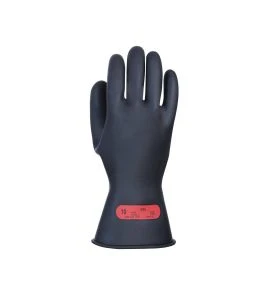 Class 0 insulating rubber glove, 11", black, 1000V AC.