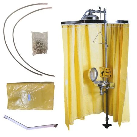 Rideau Bradley pour douche d'urgence, couleur jaune haute visibilité, 178 x 369 cm (70 x 145 po).