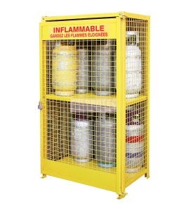 Cabinet for 12 propane cylinders, 44 WX30Dx74H in., yellow.