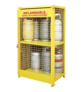 Cabinet for 12 propane cylinders, 44 WX30Dx74H in., yellow.