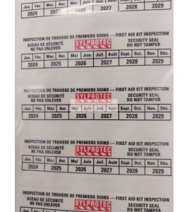 Adhesive bilingual security seal for first aid kits 25 per pack
