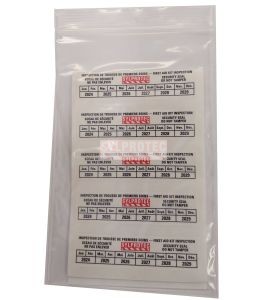 Adhesive bilingual security seal for first aid kits 25 per pack