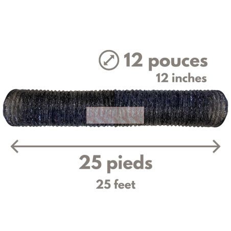 Conduit ventilation souple et armature 12po-25pi pour purificateur air