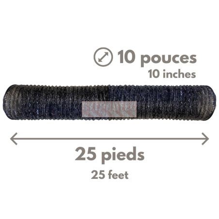 Conduit de ventilation souple avec armature, diamètre de 10 po, longueur de 25 pi (7.6 m), pour purificateurs d’air Predator 750