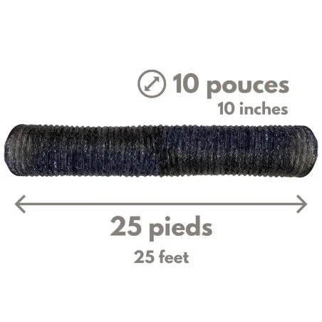 Flexible ventilation duct with wire, 10 in diameter intake, 25 ft length for PREDATOR 750 air scrubbers