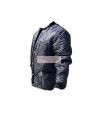 Manteau de réfrigération bleu court doublé polar avec 3 poches, fermeture à bouton-pression