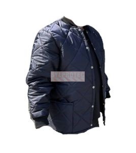 Manteau matelassé court pour travail en réfrigérateur, avec 2 poches avant et fermeture à boutons-pression.