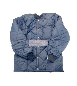 Manteau matelassé court pour travail en réfrigérateur, avec 2 poches avant et fermeture à boutons-pression.