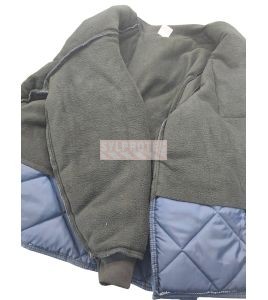 Manteau de réfrigération bleu court doublé polar avec 3 poches, fermeture à bouton-pression