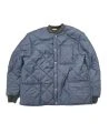 Short blue fleece-lined refrigeration coat with 3 pockets, snap closure.