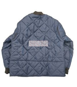 Manteau de réfrigération bleu court doublé polar avec 3 poches, fermeture à bouton-pression