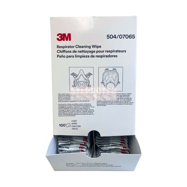 Alcohol-free cleaning wipe for protective masks, 100 units by box.