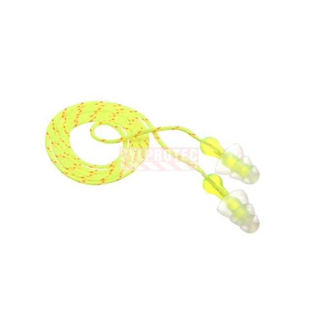 Reusable earplug Peltor P3001 Tri-Flange with cord, 26dB,box of 100 pairs