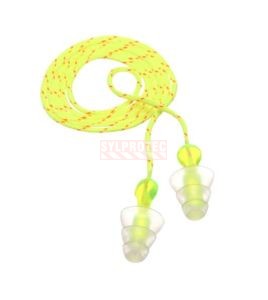 Bouchon d'oreille réutilisable P3001 Tri-Flange avec corde, 26 dB,100 paires