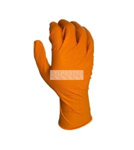 Orange Duracore Series K Nitrile 8 mil industrial glove with diamond texture