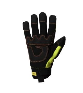 High-visibility, impact-resistant mechanic's gloves for handling