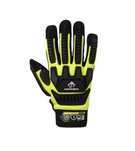 High-visibility, impact-resistant mechanic's gloves for handling