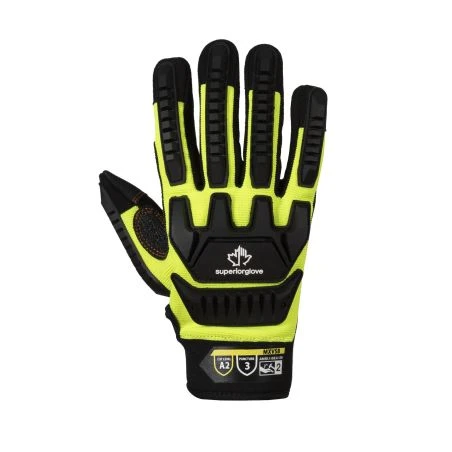 High-visibility, impact-resistant mechanic's gloves for handling