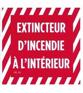 Affiche française «Extincteur d'incendie à l'intérieur» en vinyle autocollant