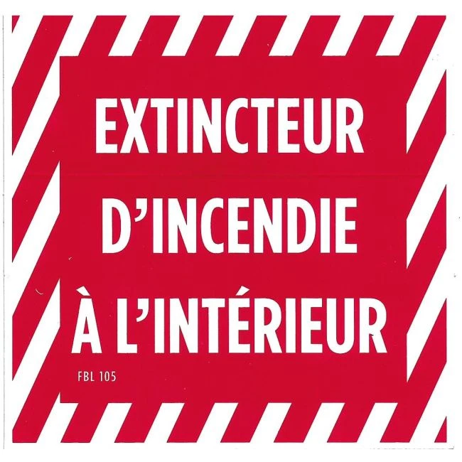 French self-adhesive vinyl "Fire extinguisher inside" sign.