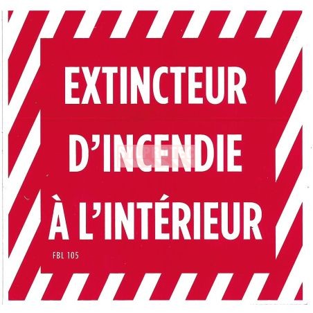 French self-adhesive vinyl "Fire extinguisher inside" sign.
