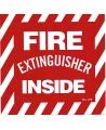 Affiche anglaise «Fire extinghuisher inside» en vinyle autocollant