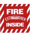 English self-adhesive vinyl "Fire extinguisher inside" sign.