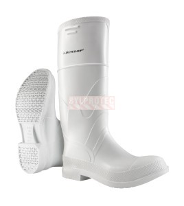 Bottes Dunlop imperméables en PVC blanc avec caps d'acier