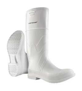Bottes Dunlop imperméables en PVC blanc avec caps d'acier