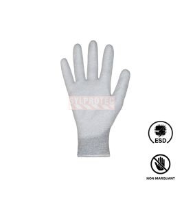 Antistatic gloves with low lint and non marking palms