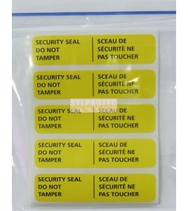 Adhesive bilingual security seal for first aid kits