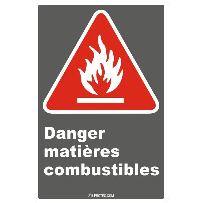 Affiche CDN «Danger matières combustibles» en français, divers formats
