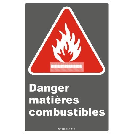 Affiche CDN «Danger matières combustibles» en français, divers formats