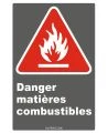French CDN "Danger Combustible Materials" sign in various sizes shapes