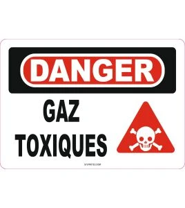 French OSHA “Danger Toxic Fumes” sign in various sizes, materials, languages & optional features