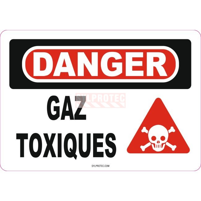 French OSHA “Danger Toxic Fumes” sign in various sizes, materials, languages & optional features