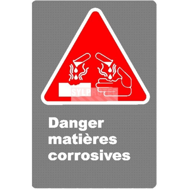Affiche CDN «Danger matières corrosives» en français, divers formats