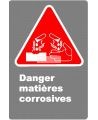 Affiche CDN «Danger matières corrosives» en français, divers formats