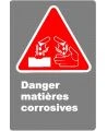 French CDN "Danger Corrosive Material" sign in various sizes shapes
