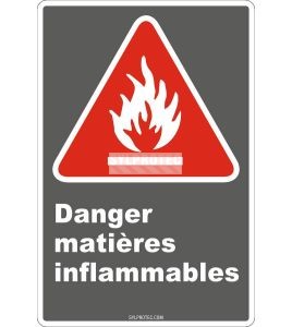 Affiche CDN «Danger matières inflammables» en français, divers formats