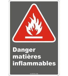 Affiche CDN «Danger matières inflammables» en français, divers formats