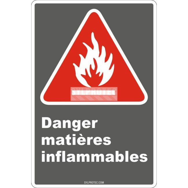 Affiche CDN «Danger matières inflammables» en français, divers formats
