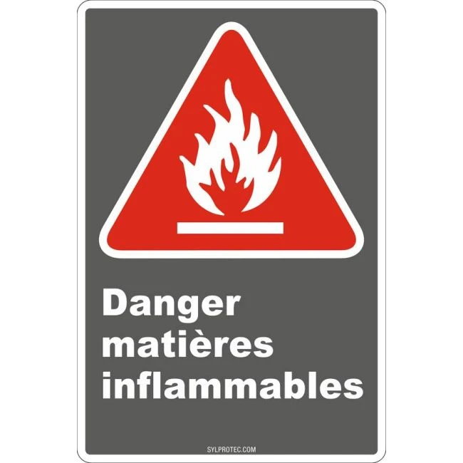 Affiche CDN «Danger matières inflammables» en français, divers formats