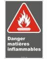Affiche CDN «Danger matières inflammables» en français, divers formats